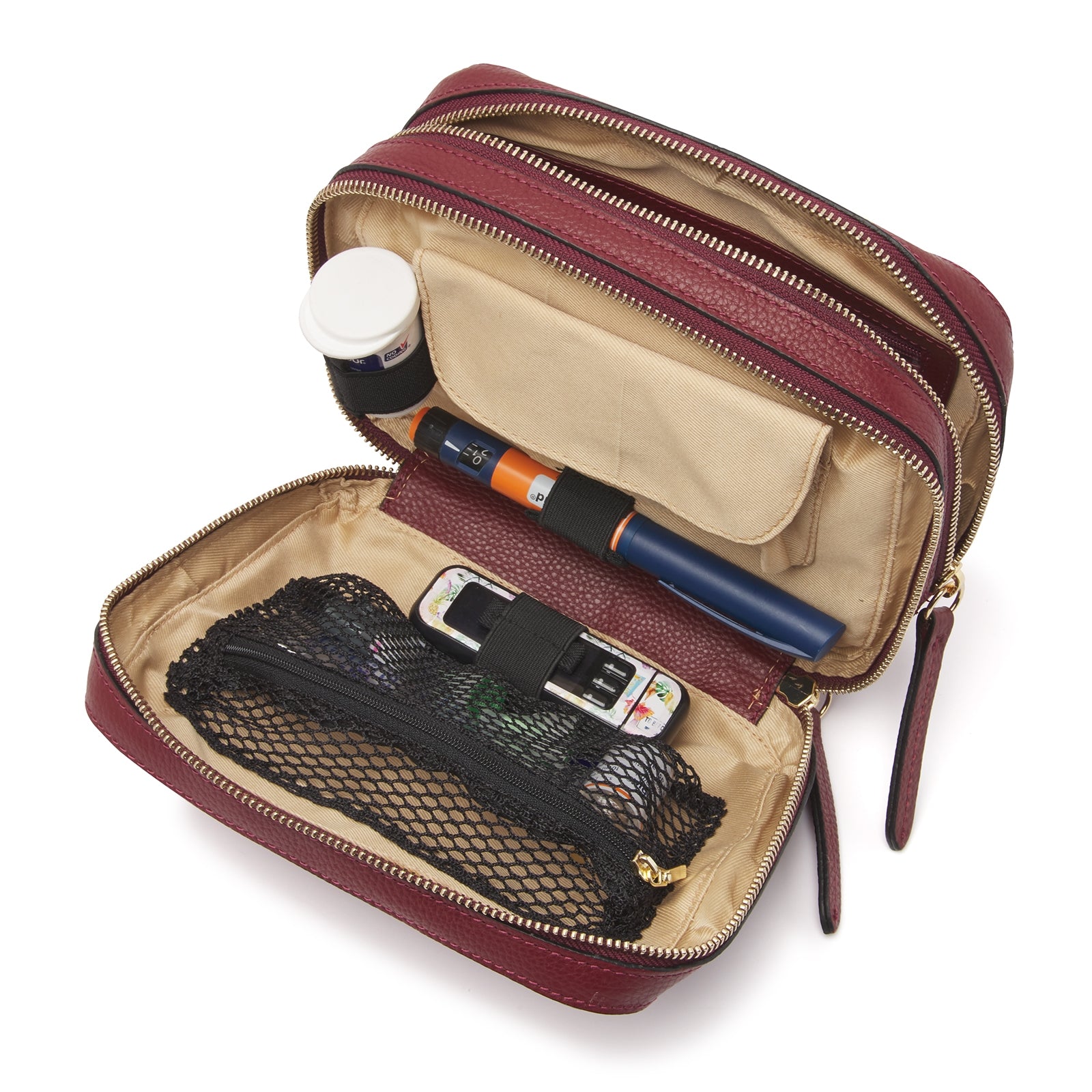 Diabetes schoudertas Alice met organiser vakken