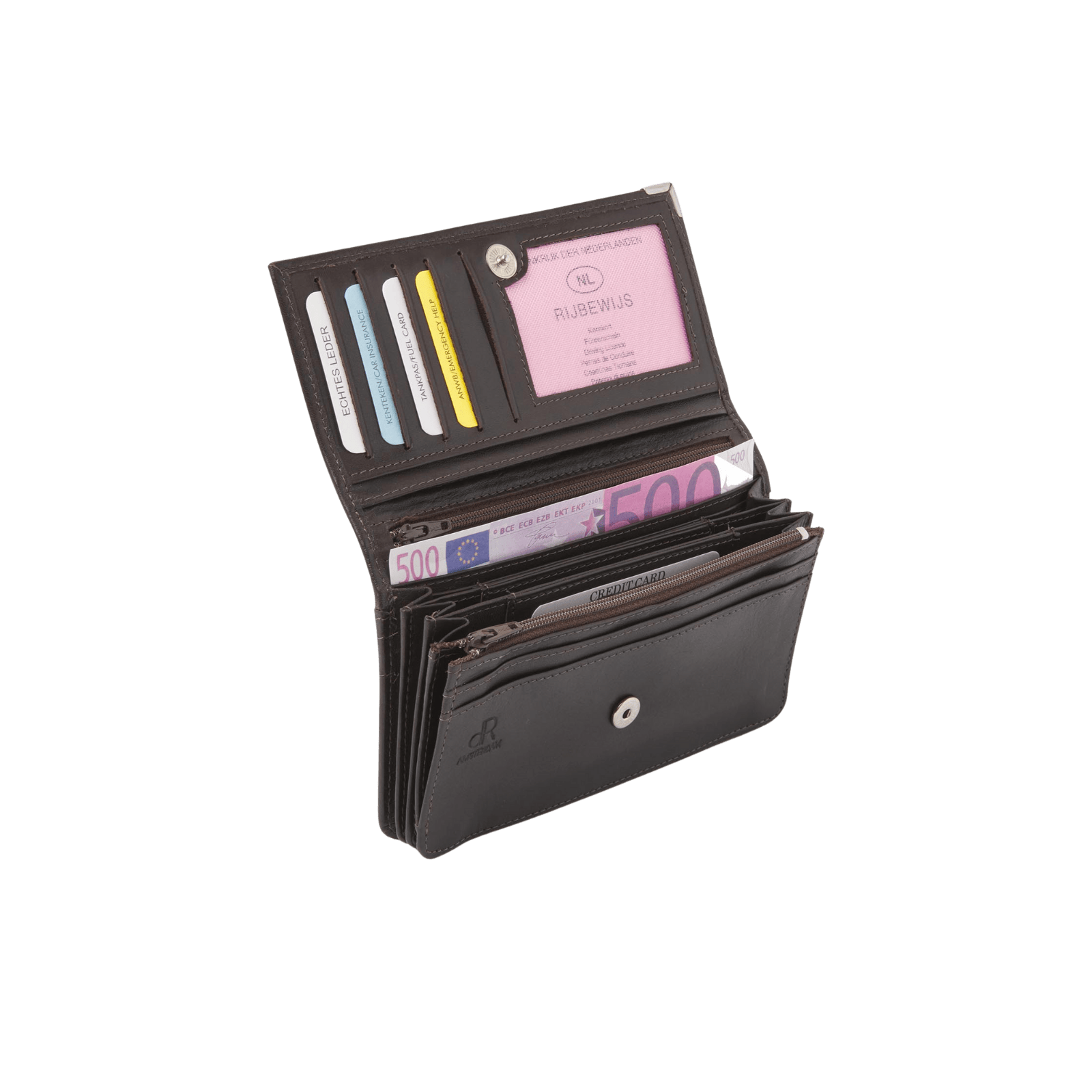 Ruime Damesportemonnee met RFID Bescherming en Overslagfunctie
