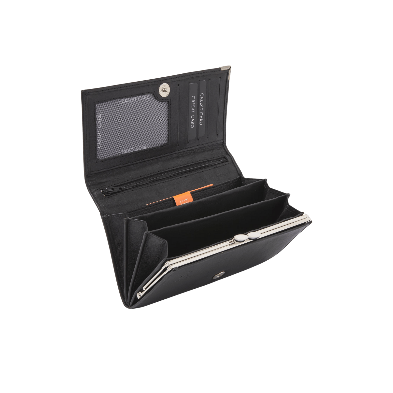 Ladies' wallet for cards, cash, and RFID protection.