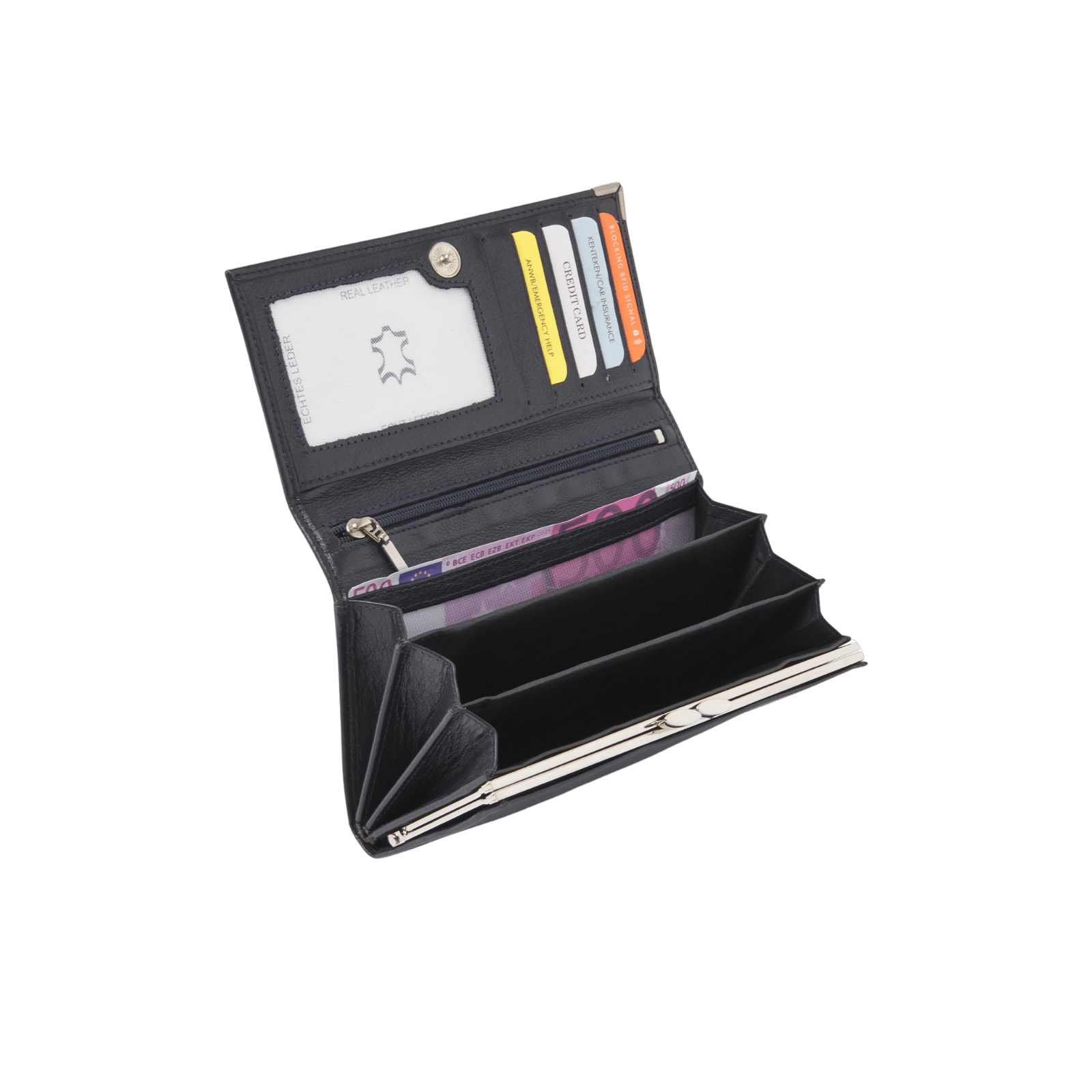 Damesportemonnee voor pasjes, briefgeld en RFID bescherming