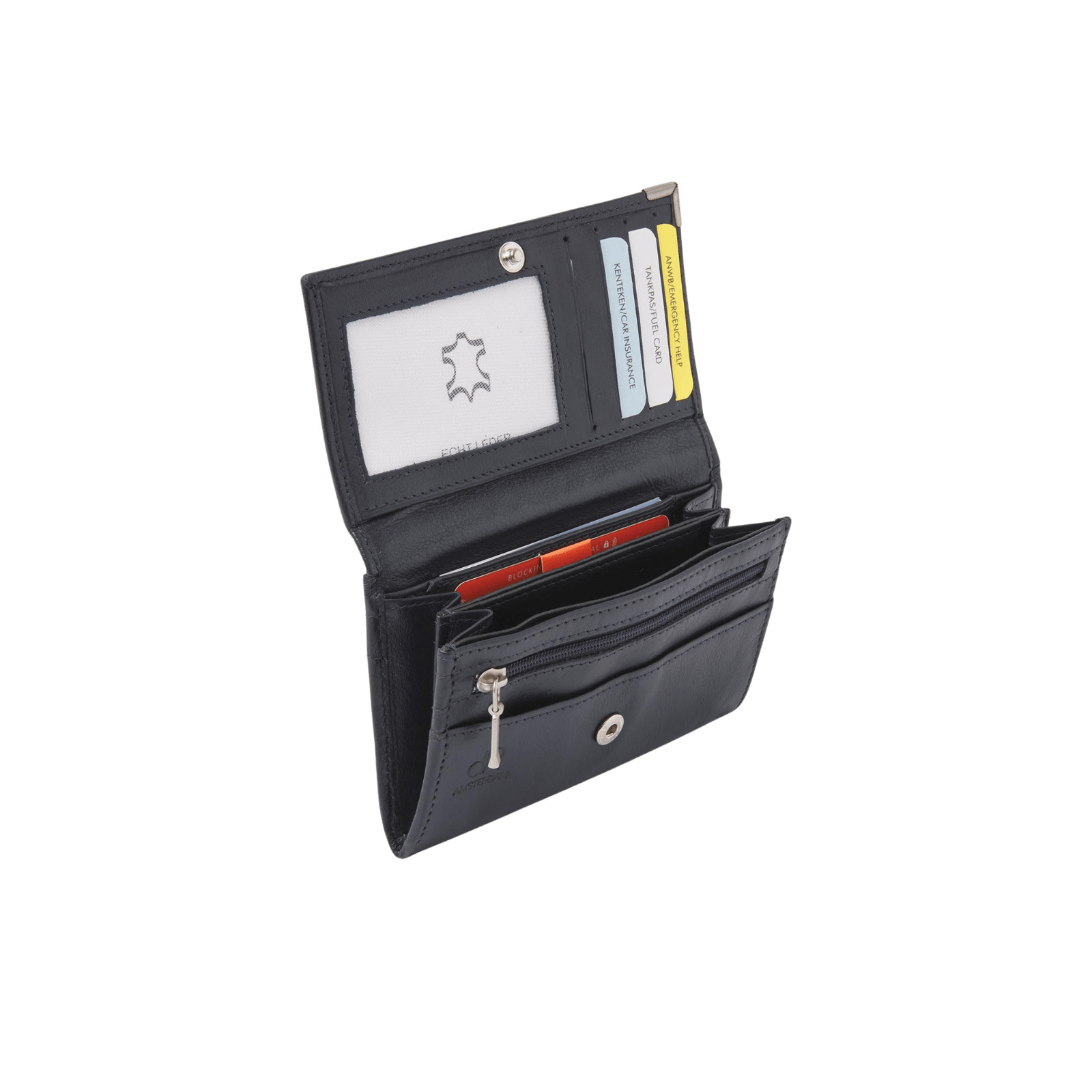 Damesportemonnee met RFID bescherming, overslag en 15 opbergvakjes