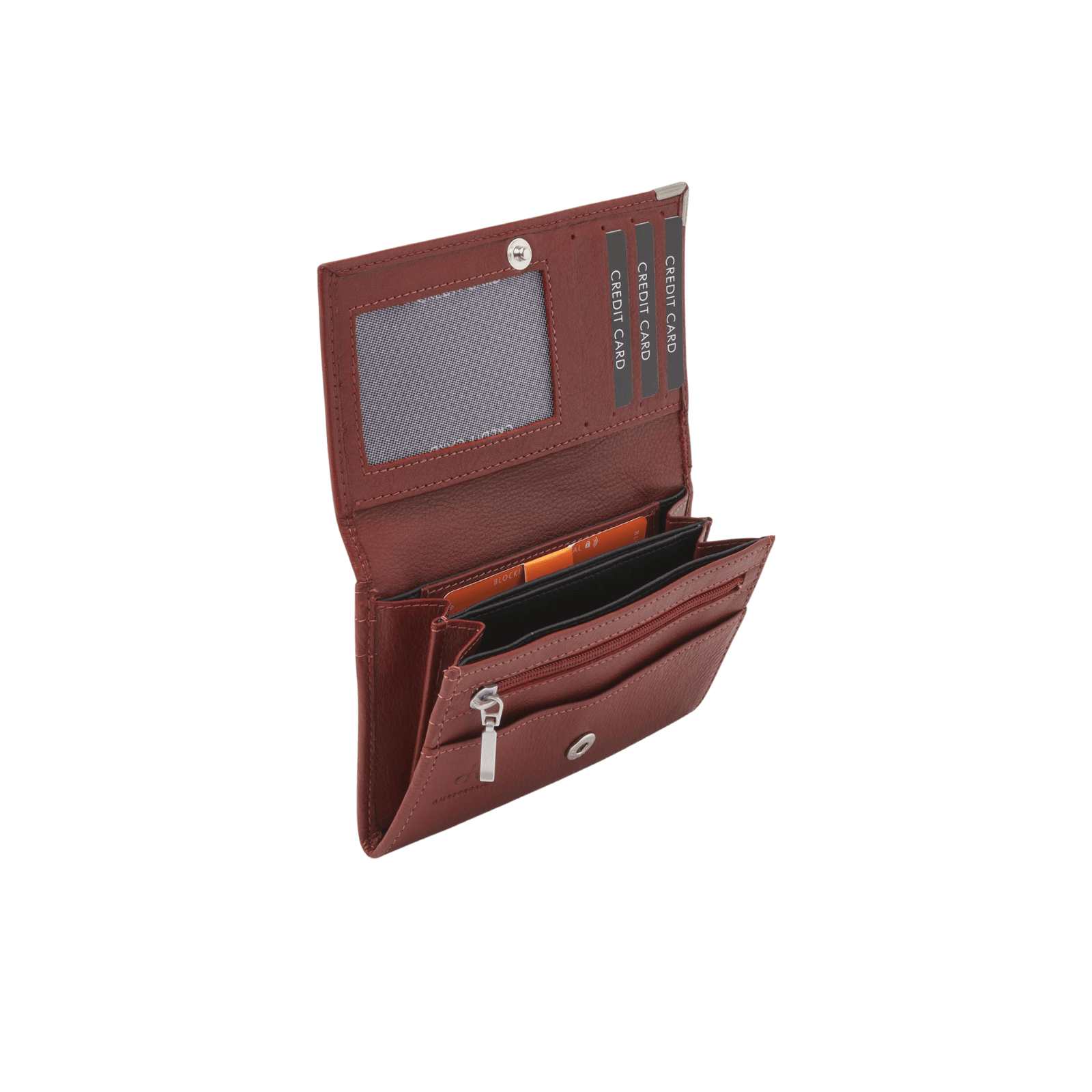 Damesportemonnee met RFID bescherming, overslag en 15 opbergvakjes