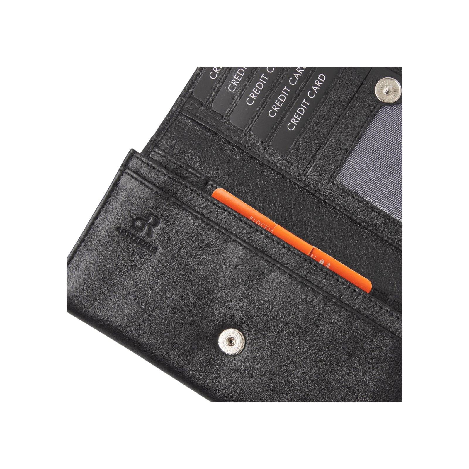 Damesportemonnee met overslag, RFID, 9 pasjes- en ritsvakken