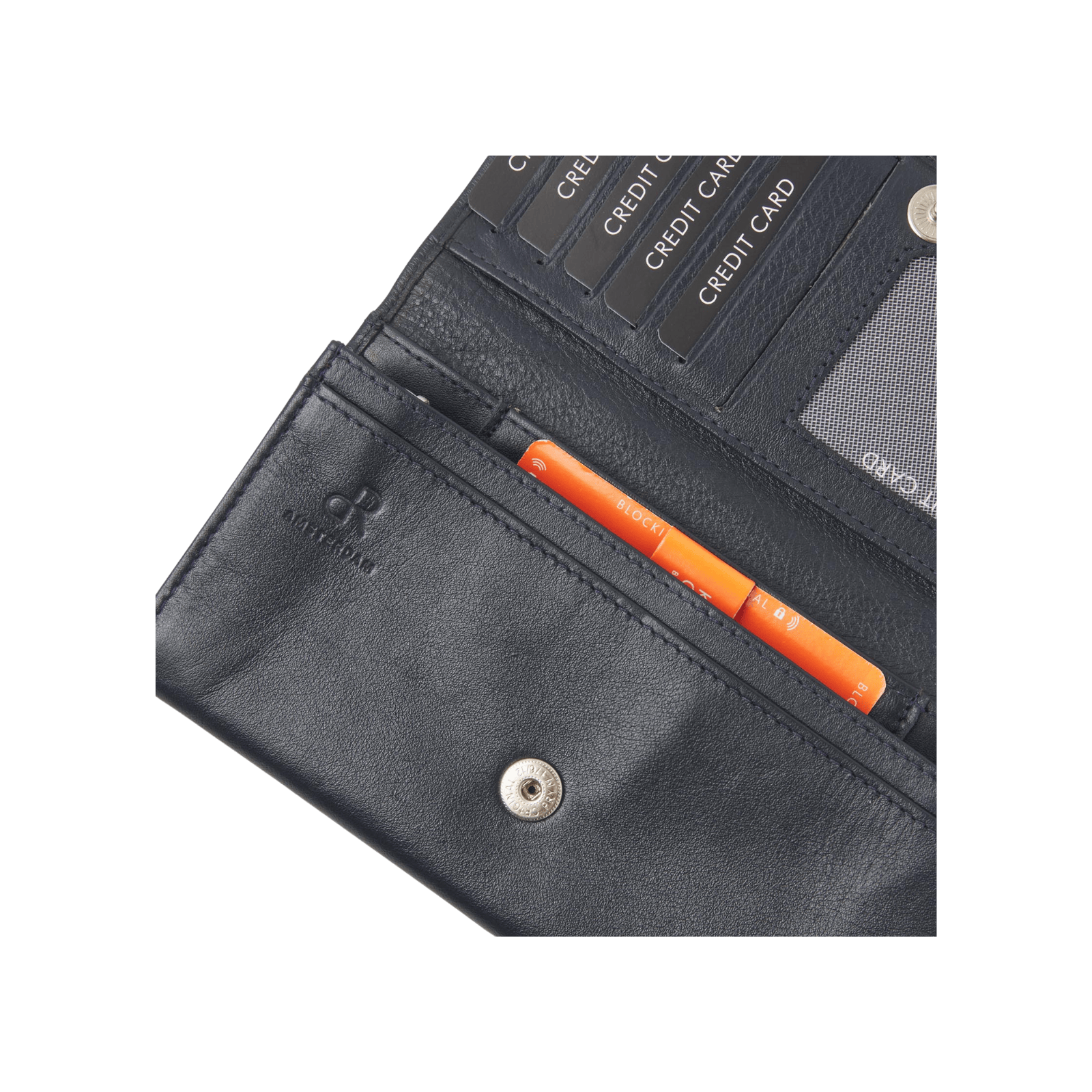 Damesportemonnee met overslag, RFID, 9 pasjes- en ritsvakken