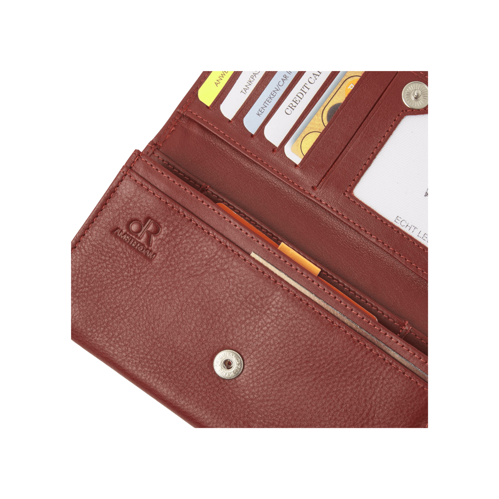 Damesportemonnee met overslag, RFID, 9 pasjes- en ritsvakken