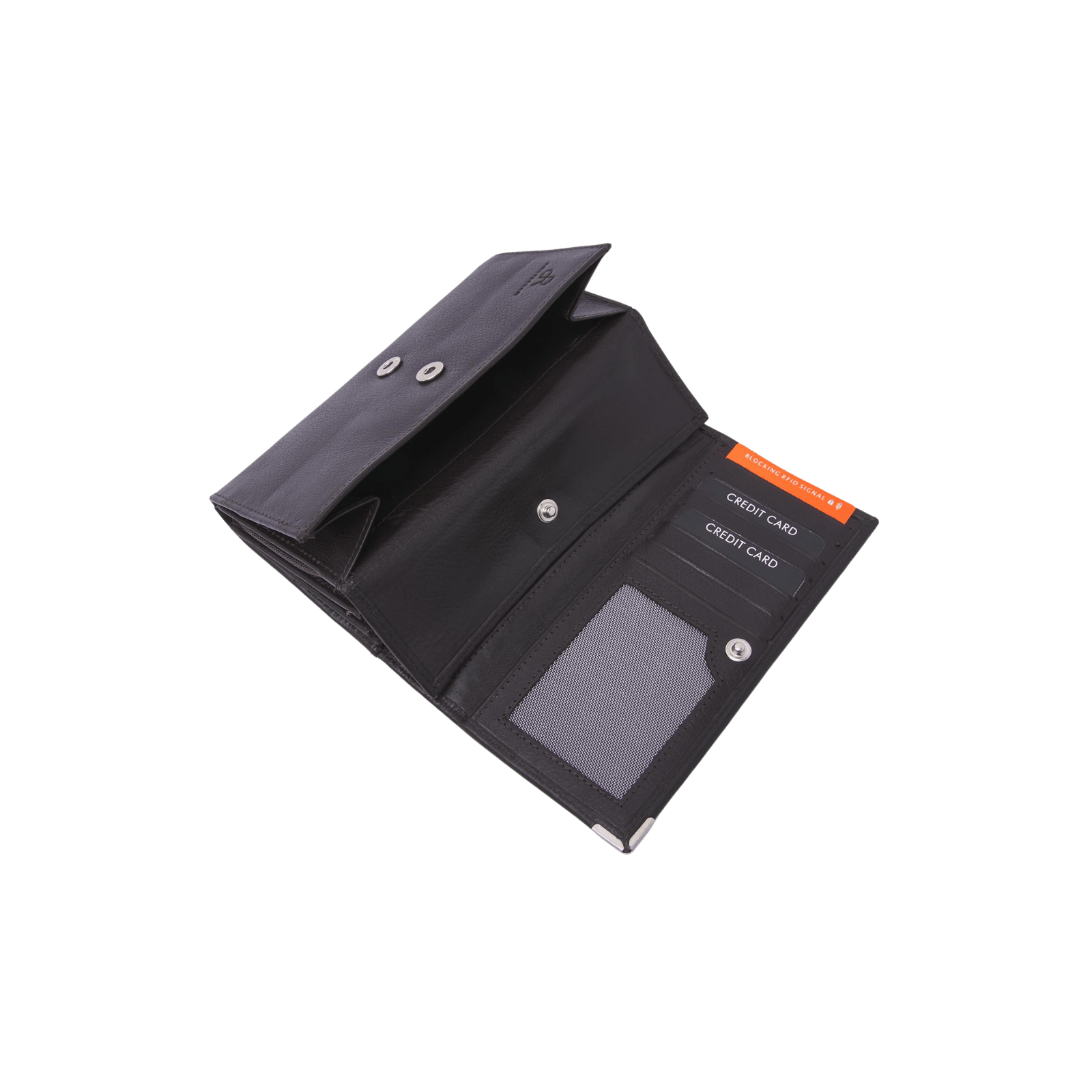 Damesportemonnee met rits, overslag en 7 pasjesvakken, leer