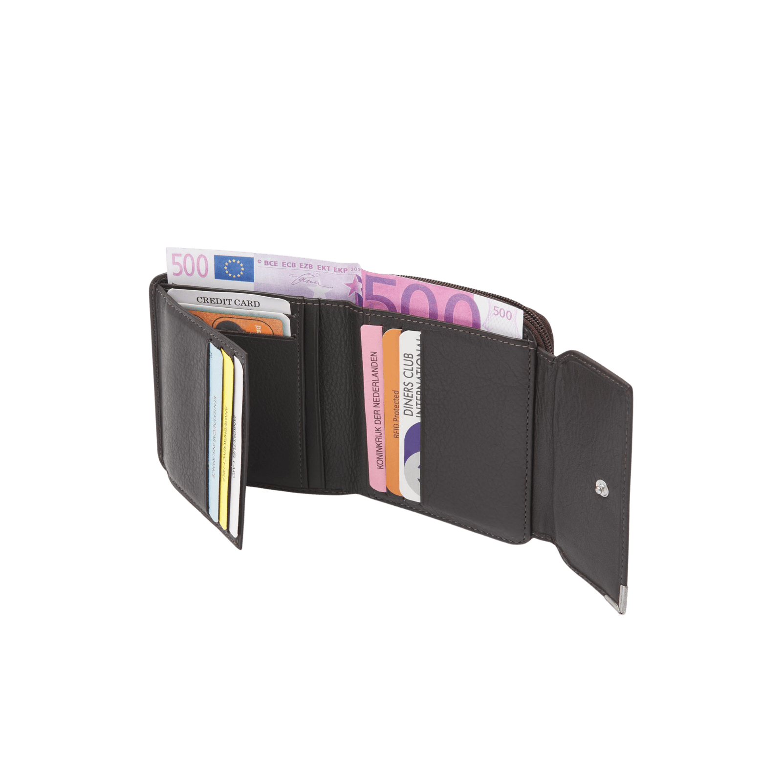Damesportemonnee met rits, 8 pasjesvakken en RFID bescherming