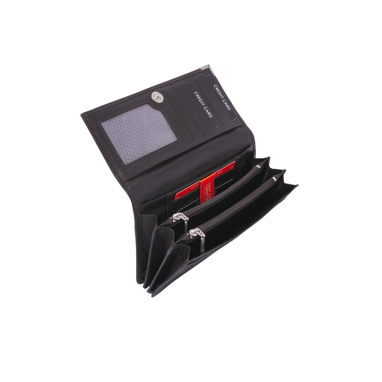 Damesportemonnee met rits, 12 pasjesvakken en RFID bescherming