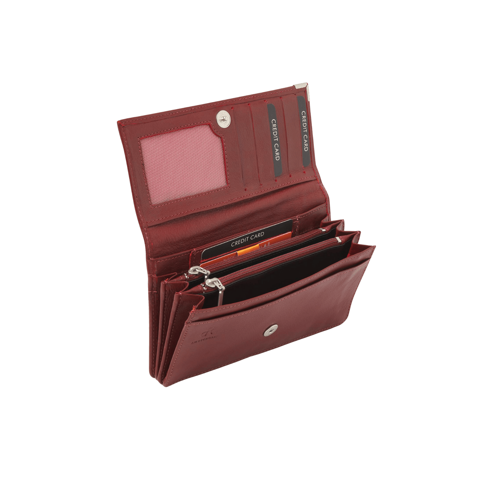 Damesportemonnee met rits, 12 pasjesvakken en RFID bescherming