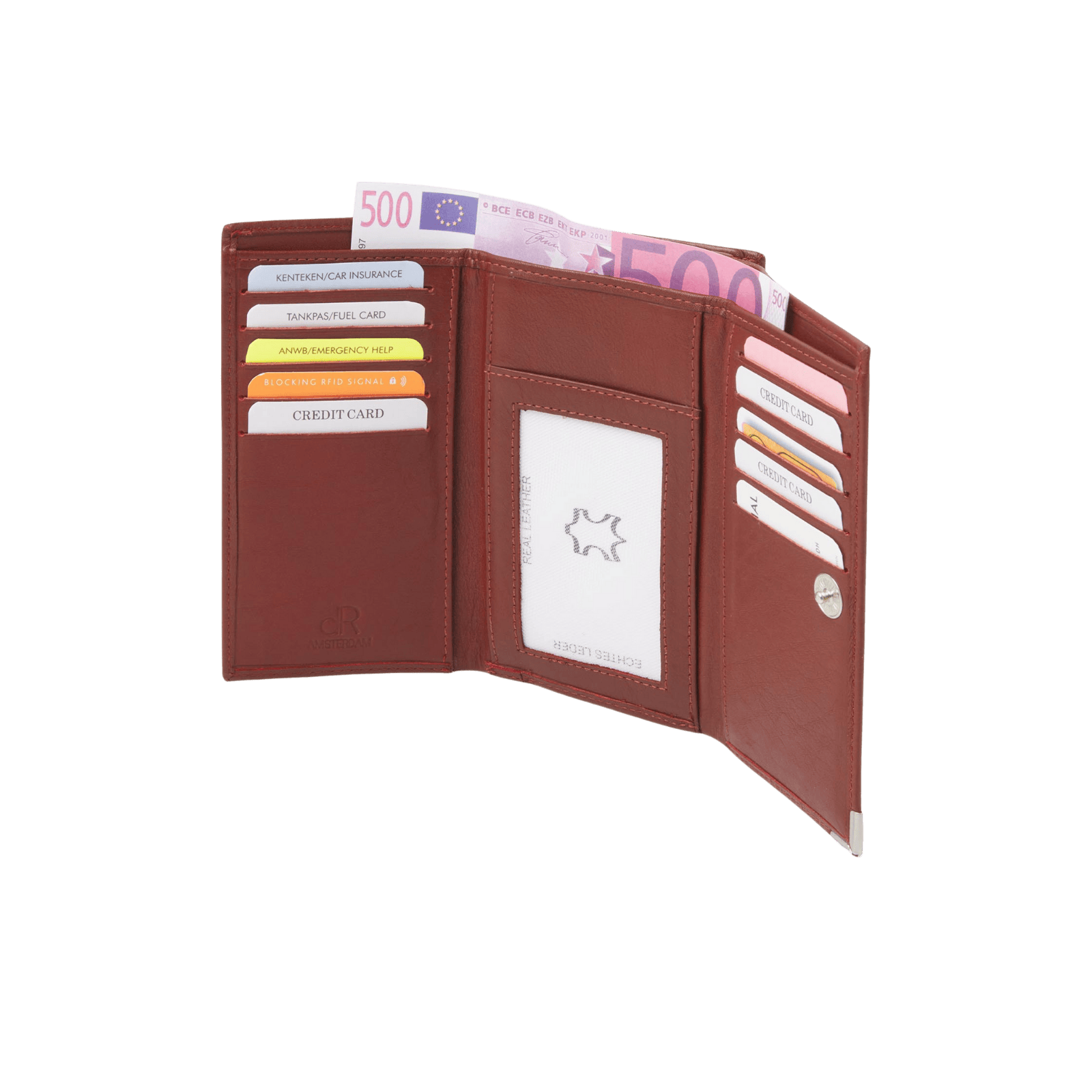 Klassieke Damesportemonnee voor 13 Pasjes, Munt- en Briefgeldvakken