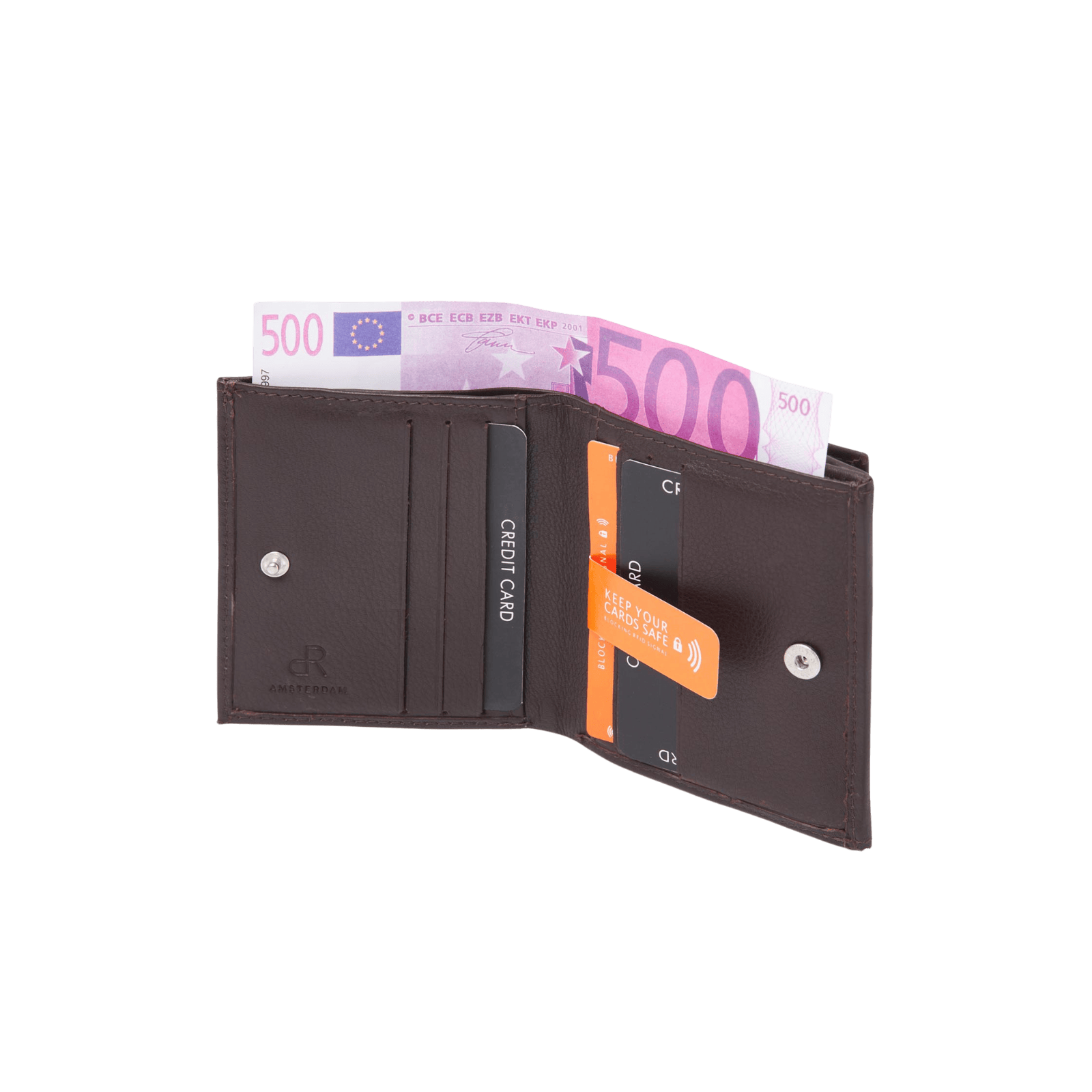 Billfold portemonnee voor heren, met RFID-bescherming en drukknop