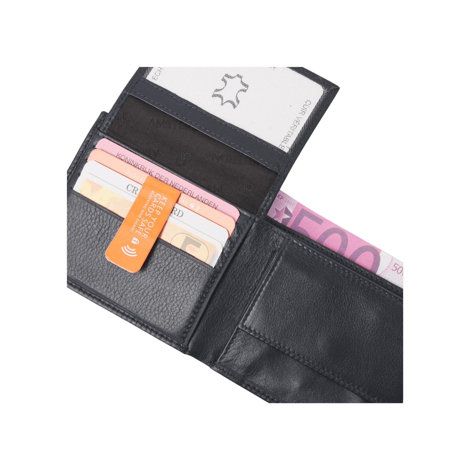 Billfold portemonnee heren met RFID-bescherming en ruimte voor 8 passen