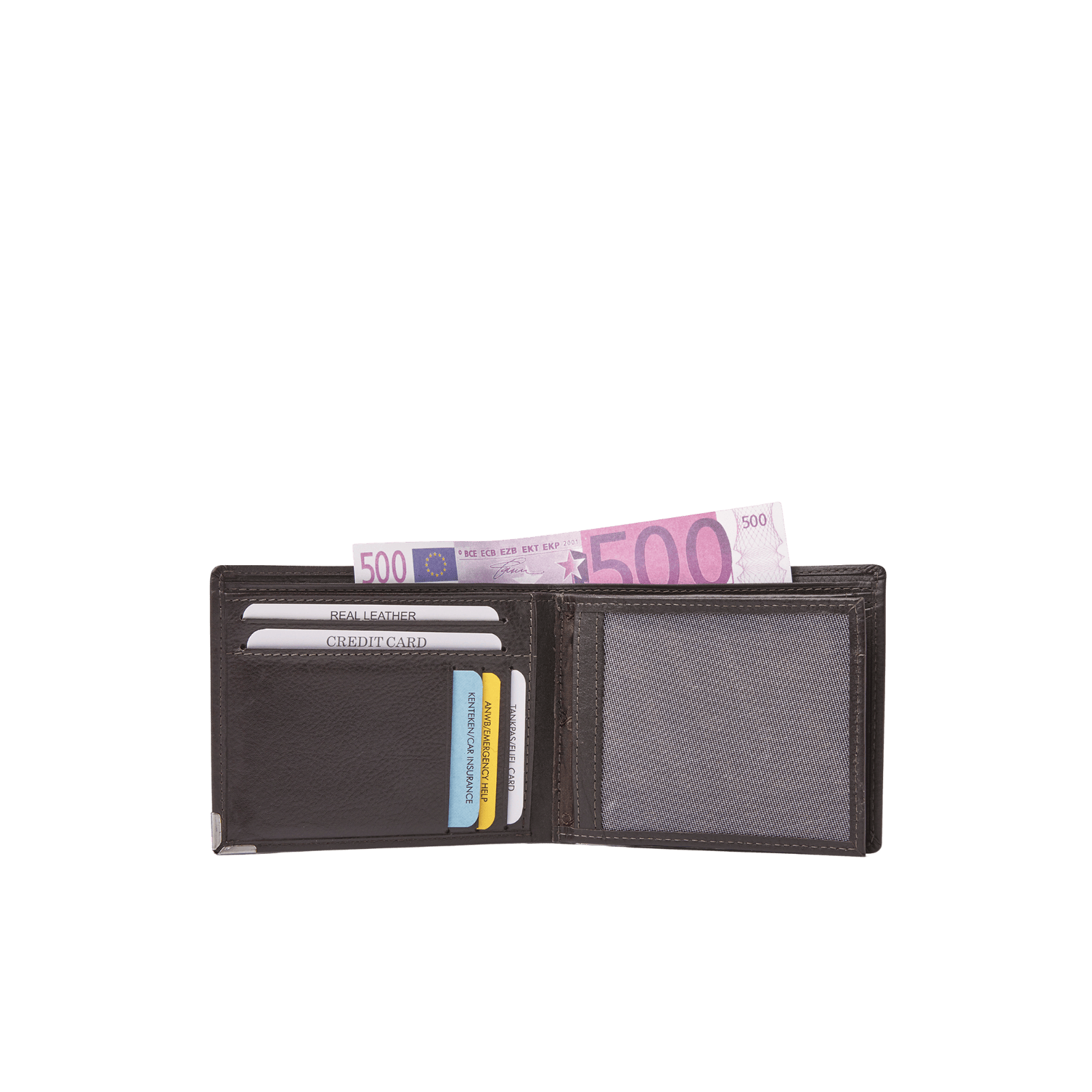 Heren portemonnee met RFID bescherming, 10 vakken en muntgeldvak