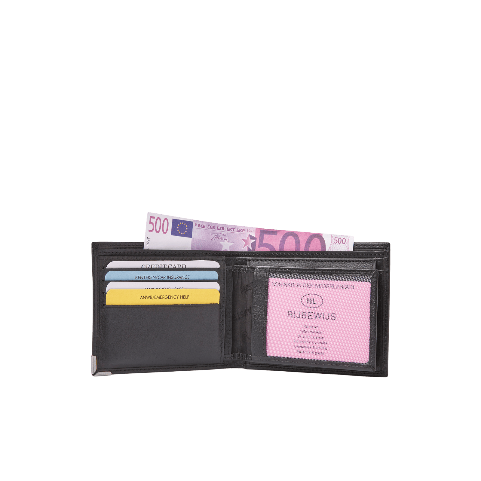 Billfold portemonnee heren met uitschuifbare pasjeshouder en RFID