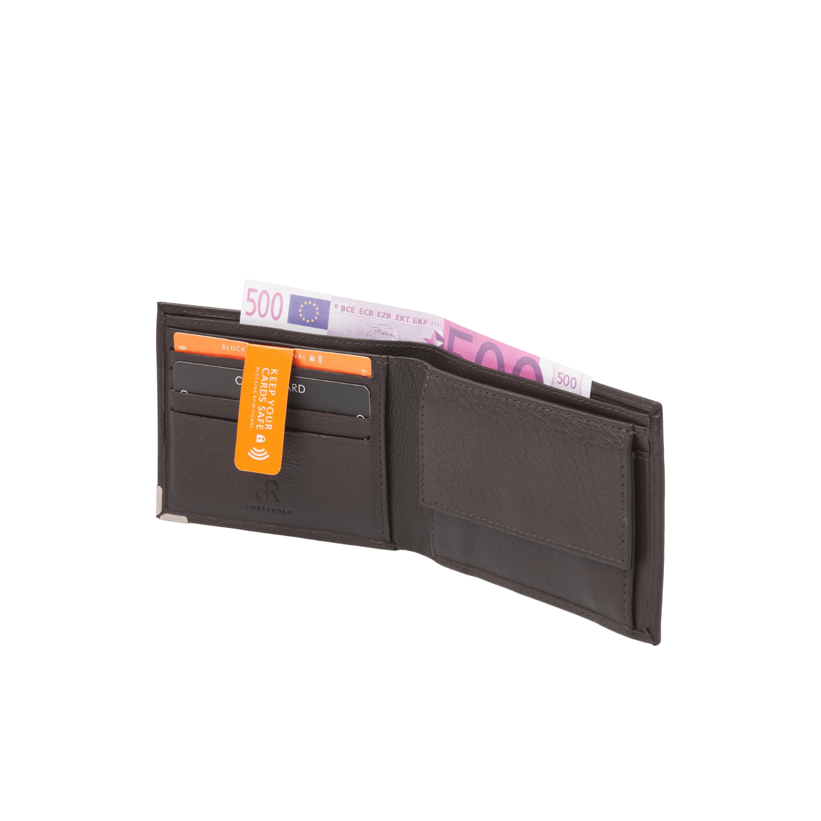 Compacte leren portemonnee voor mannen, met RFID-bescherming