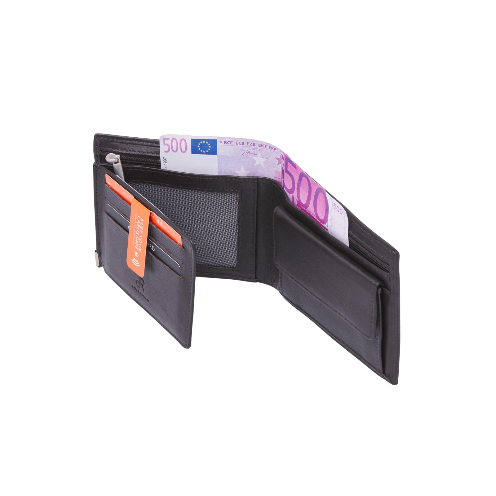 Heren portemonnee met ritssluiting, RFID-bescherming en stijl