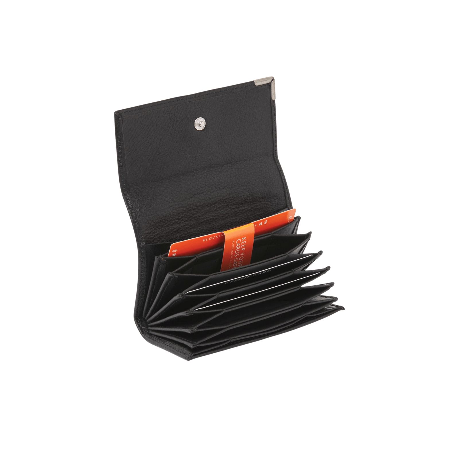 Creditcard-etui voor pasjeshouder, RFID-bescherming en drukknop