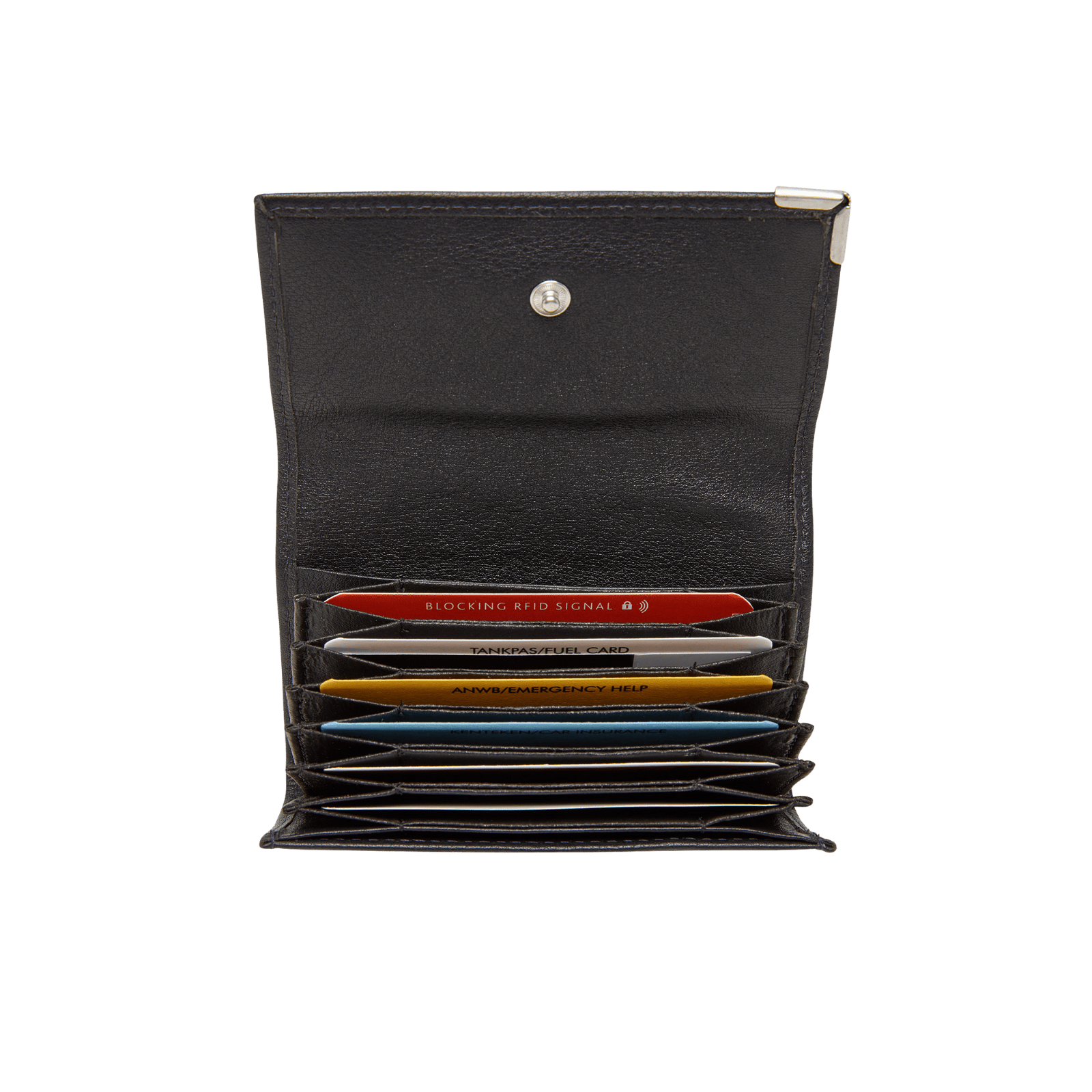 Creditcard-etui voor pasjeshouder, RFID-bescherming en drukknop