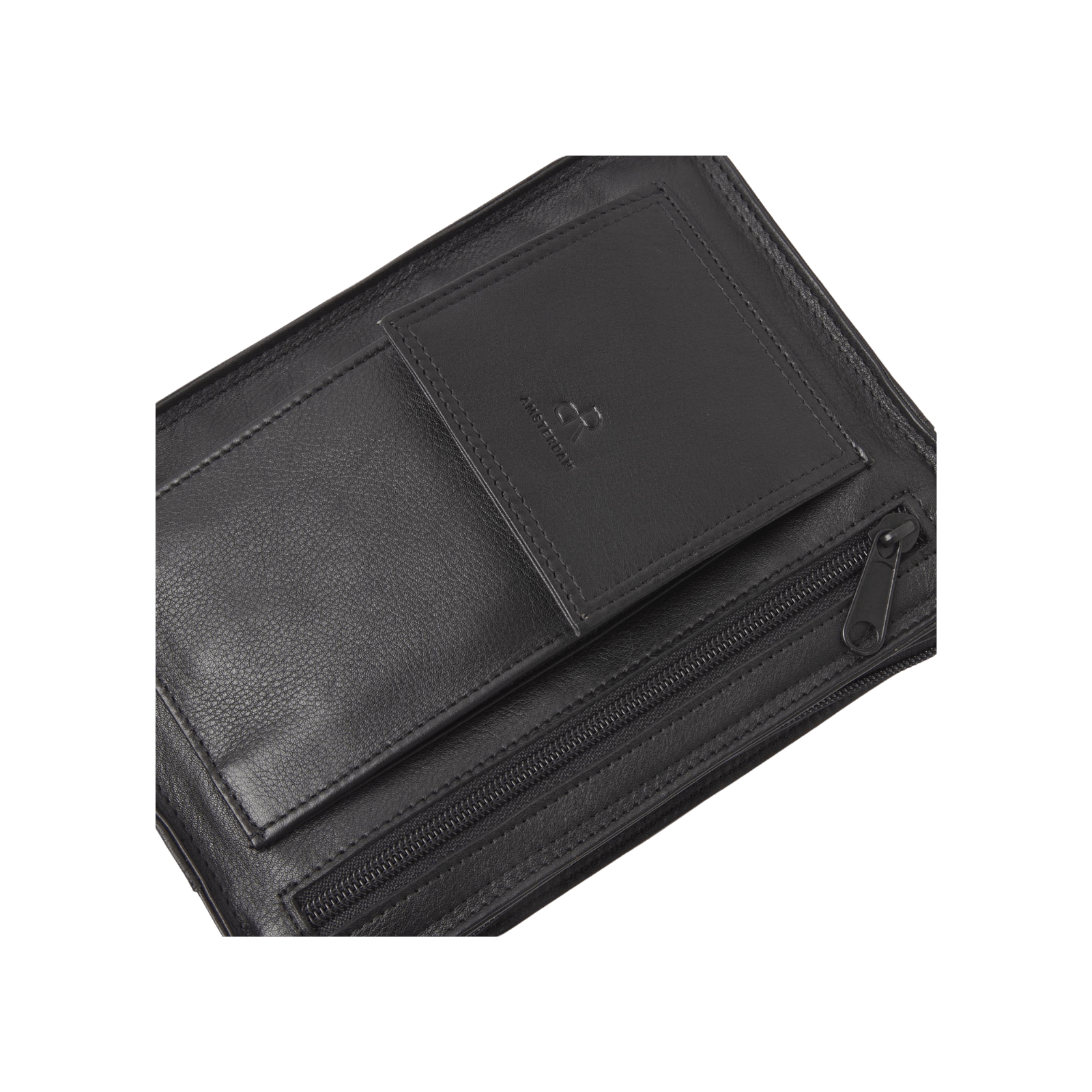 Herentas voor heren, polstas met rits en polsbandje, leer