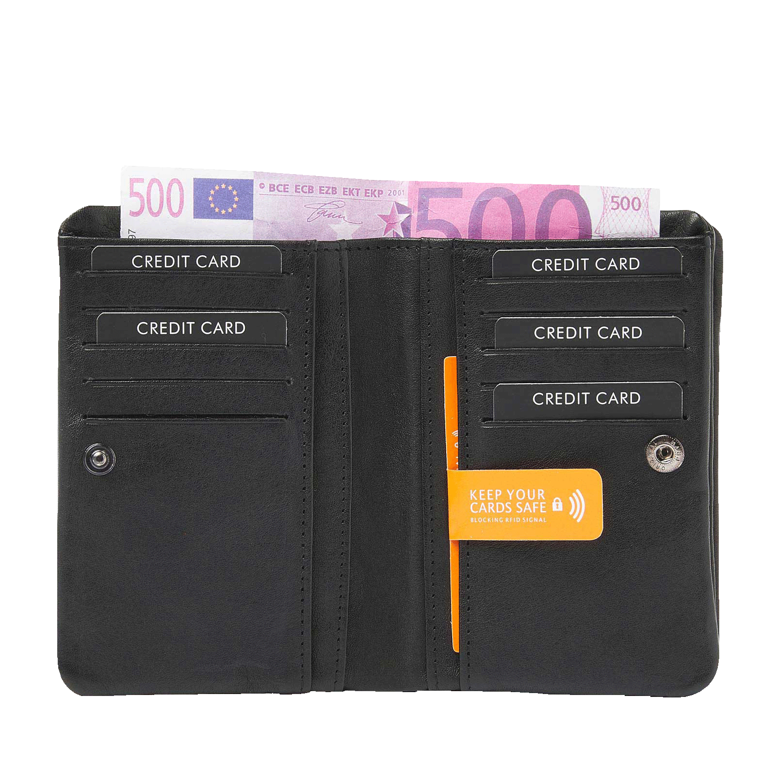 Ladies' RFID Wallet, Leather Purse with Multiple Card Slots
