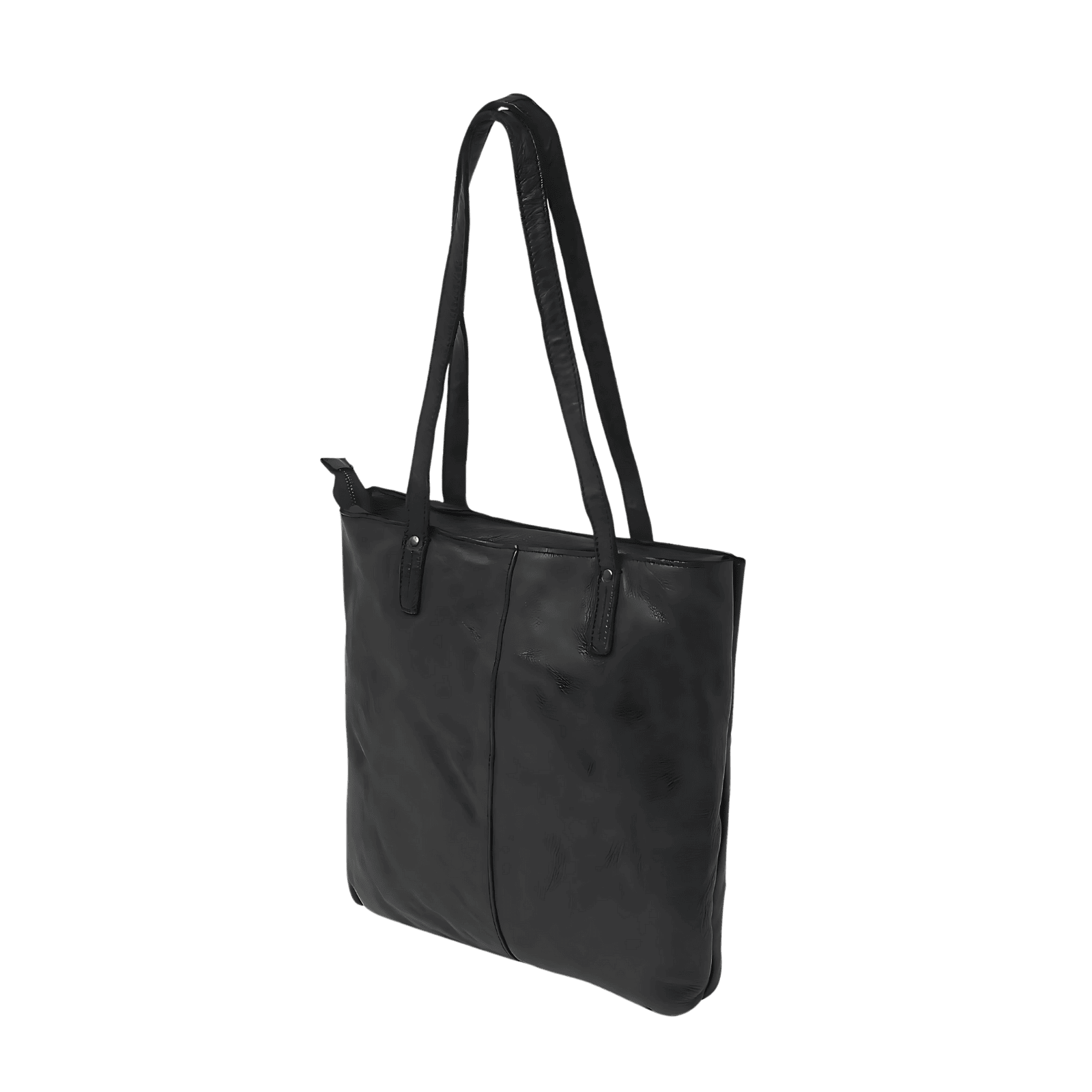 Leather shopper bag for women, featuring a zipper and multiple storage compartments.