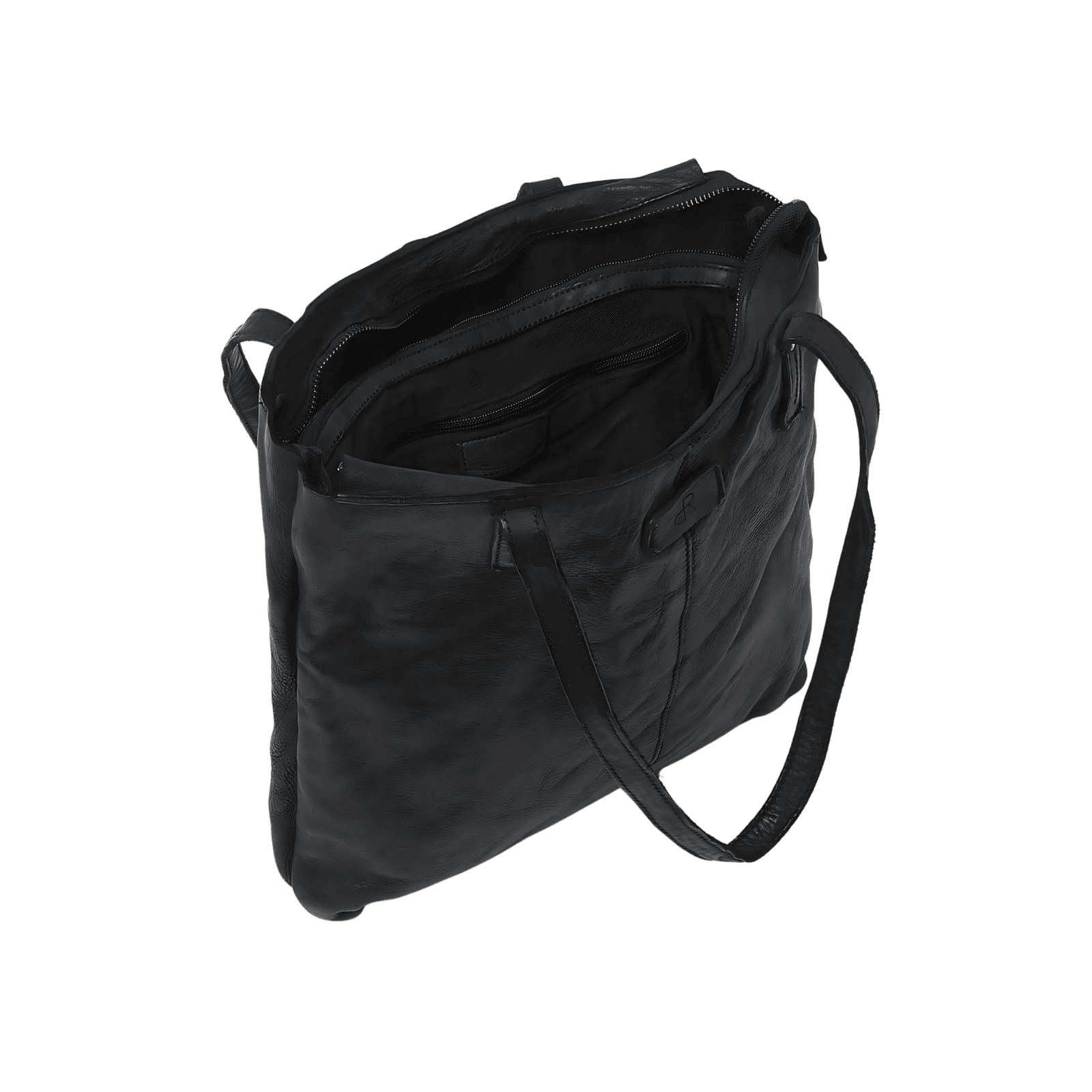 Leren shopper voor dames, met rits en diverse opbergvakken