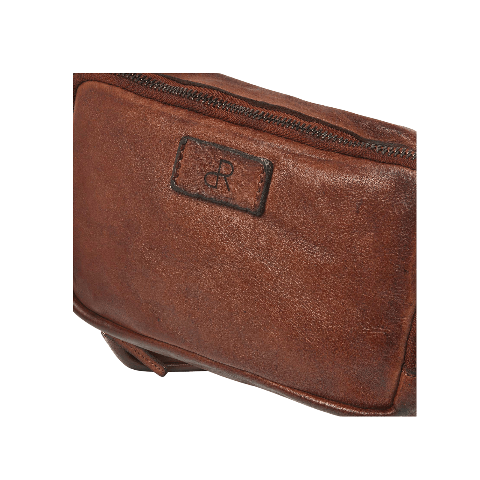 Leren schoudertas voor dames, crossbody met dubbele rits en vakken