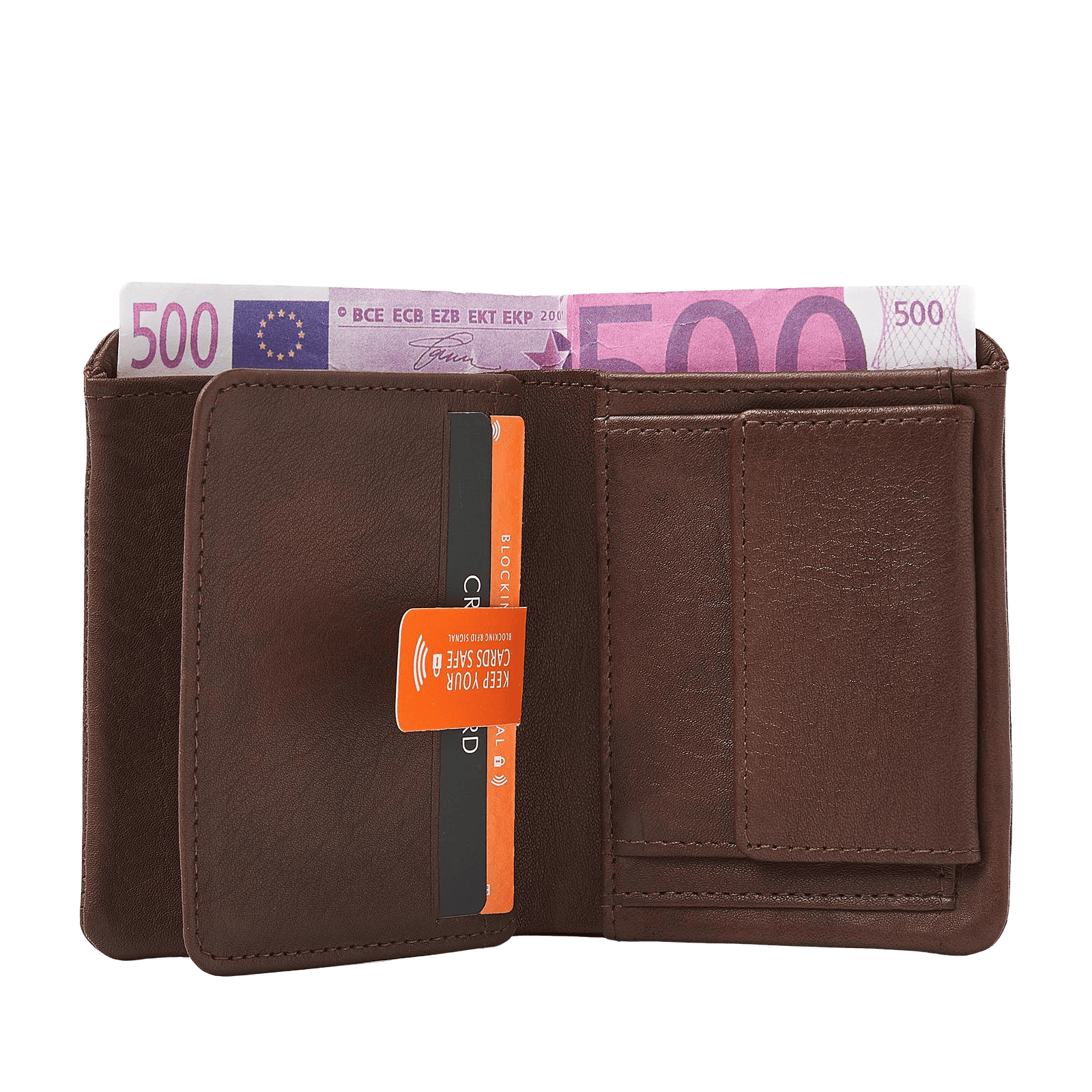 Portemonnee voor heren, billfold met RFID, muntgeld- en pasjesvakken