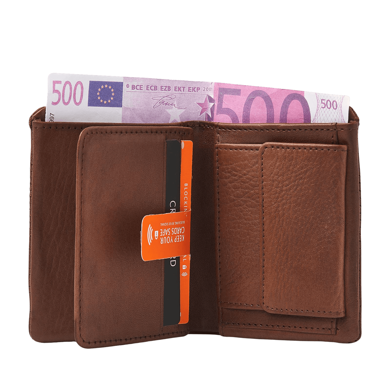 Portemonnee voor heren, billfold met RFID, muntgeld- en pasjesvakken