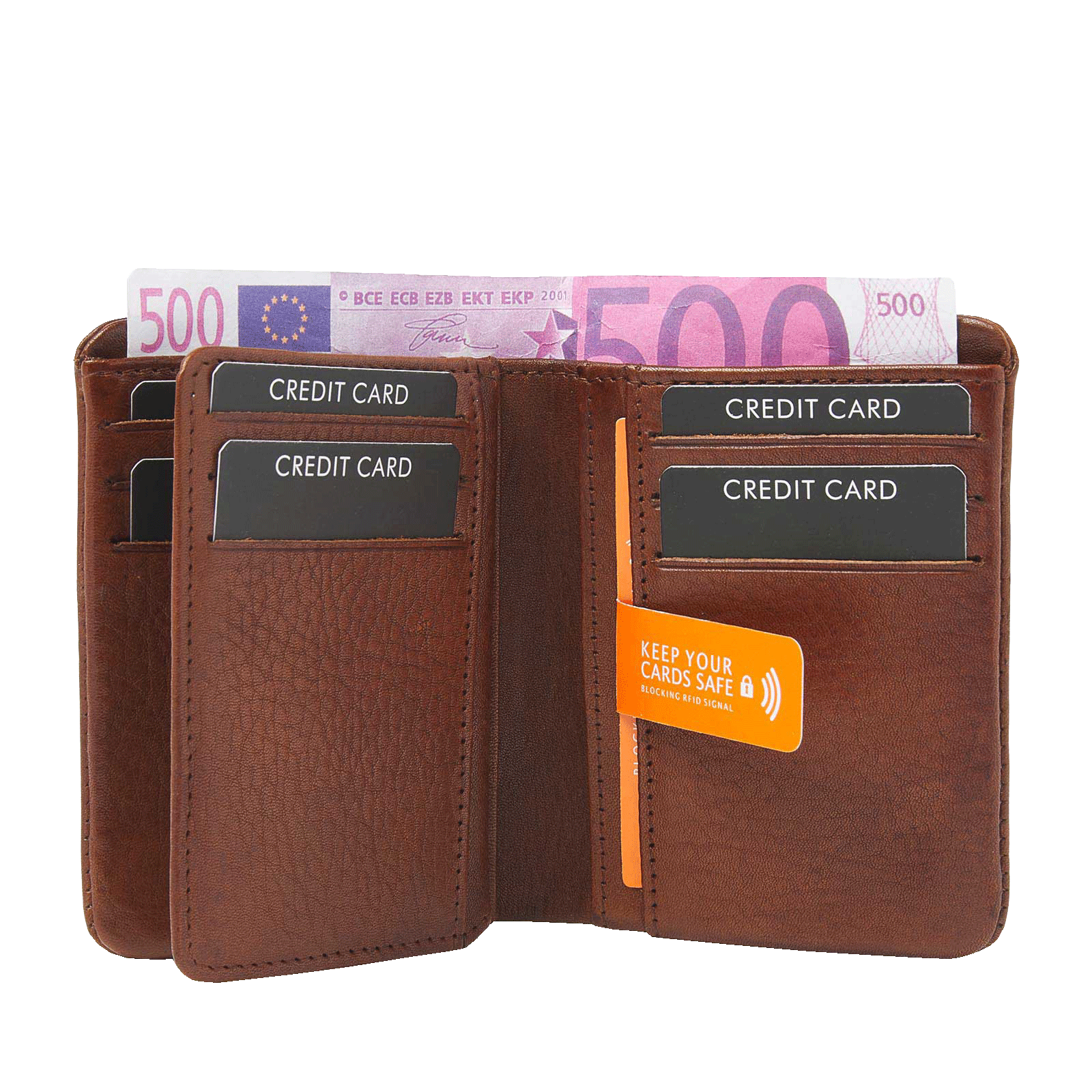 Leren Creditcard Etui voor pasjes, briefgeld en RFID-bescherming