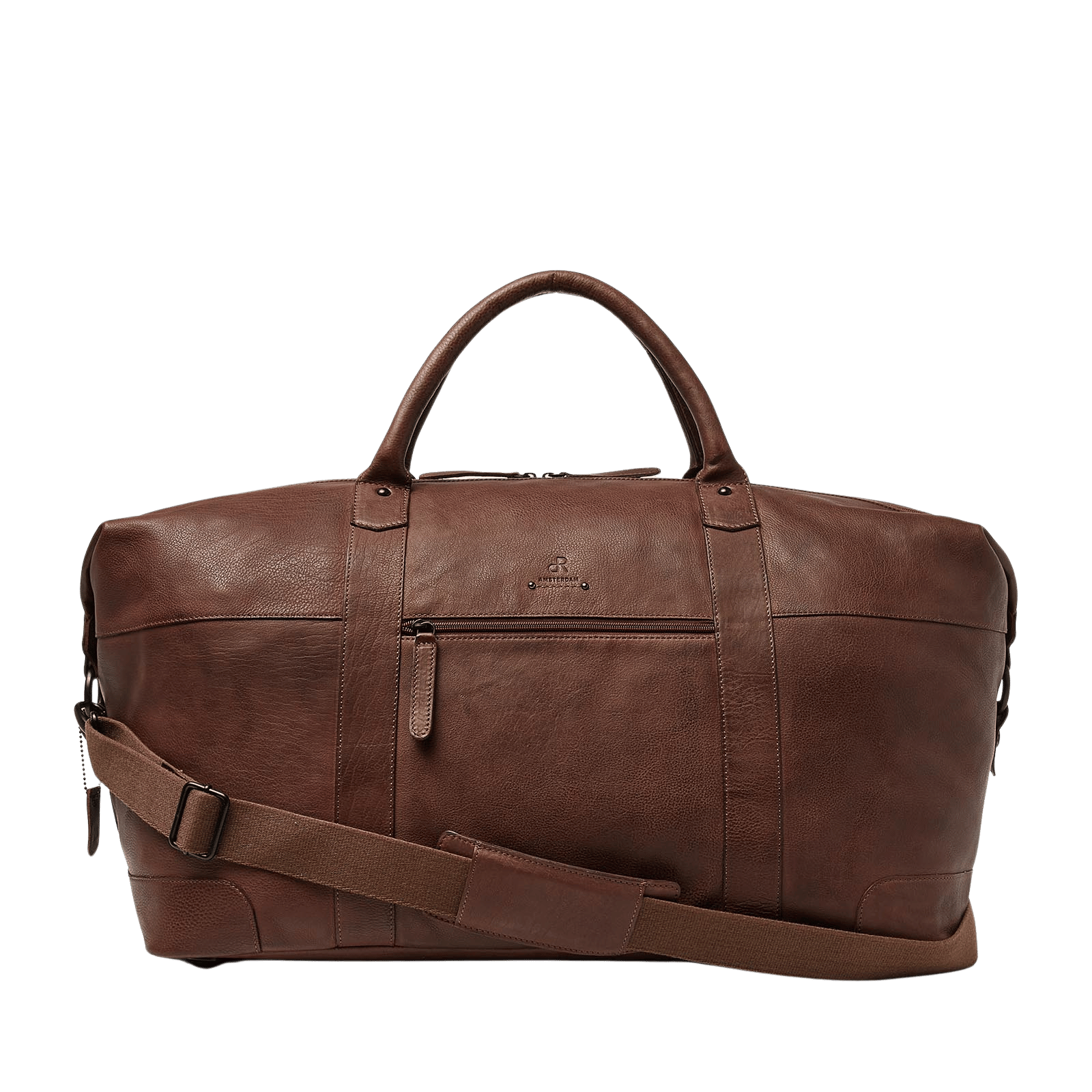 Leren weekendtas voor heren, dames, met rits en schouderriem