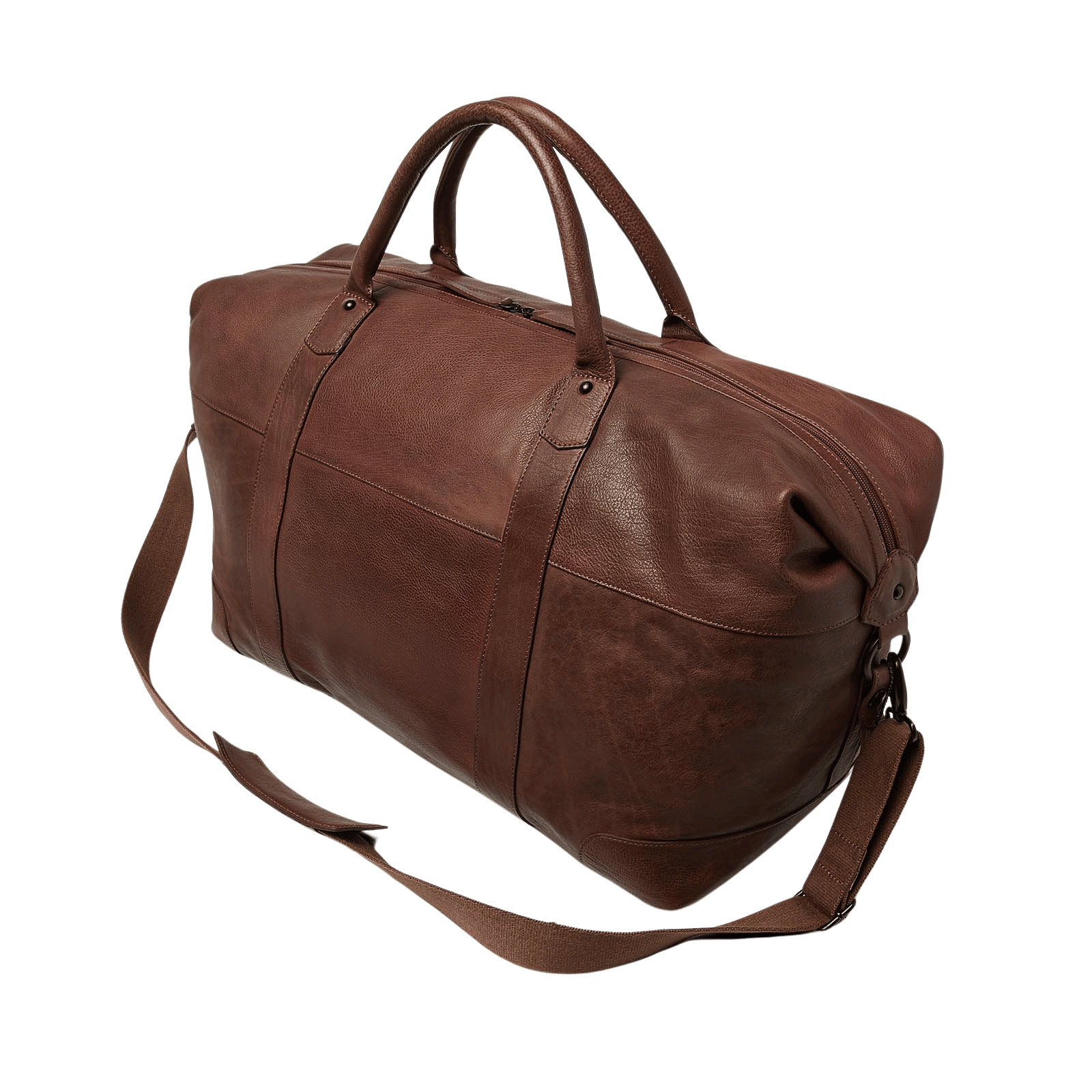 Leren weekendtas voor heren, dames, met rits en schouderriem