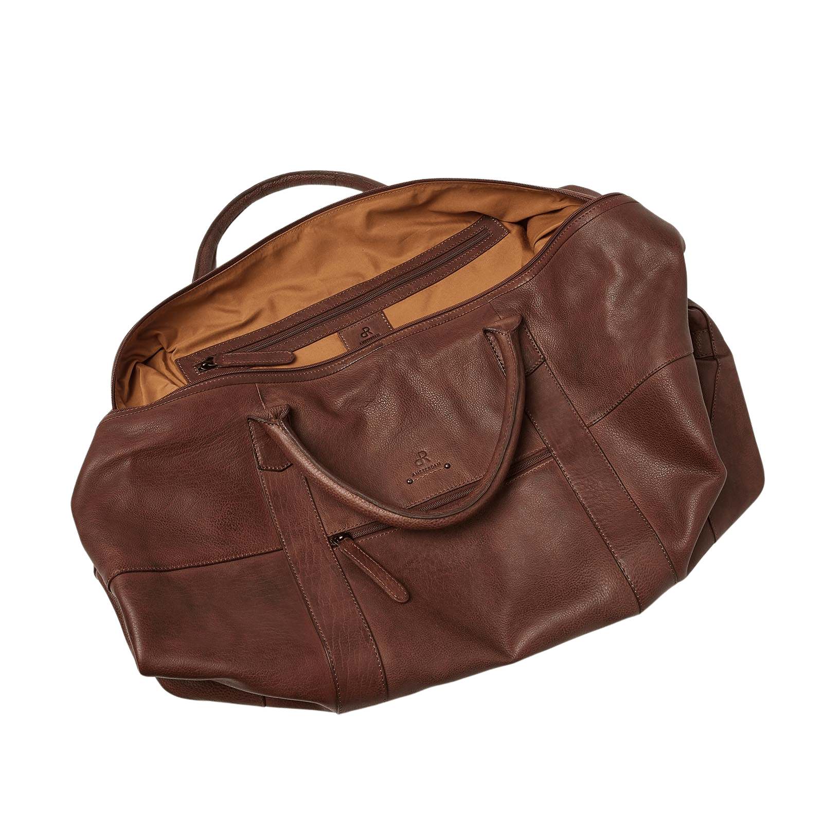 Leren weekendtas voor heren, dames, met rits en schouderriem