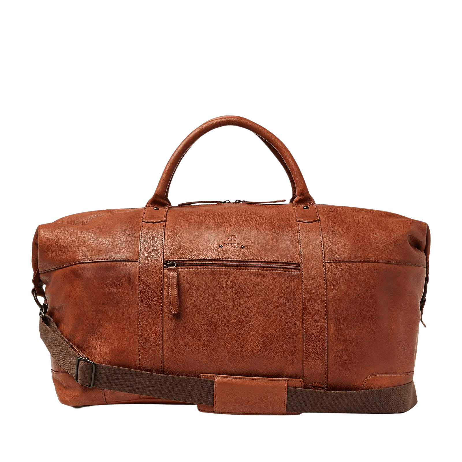 Leren weekendtas voor heren, dames, met rits en schouderriem