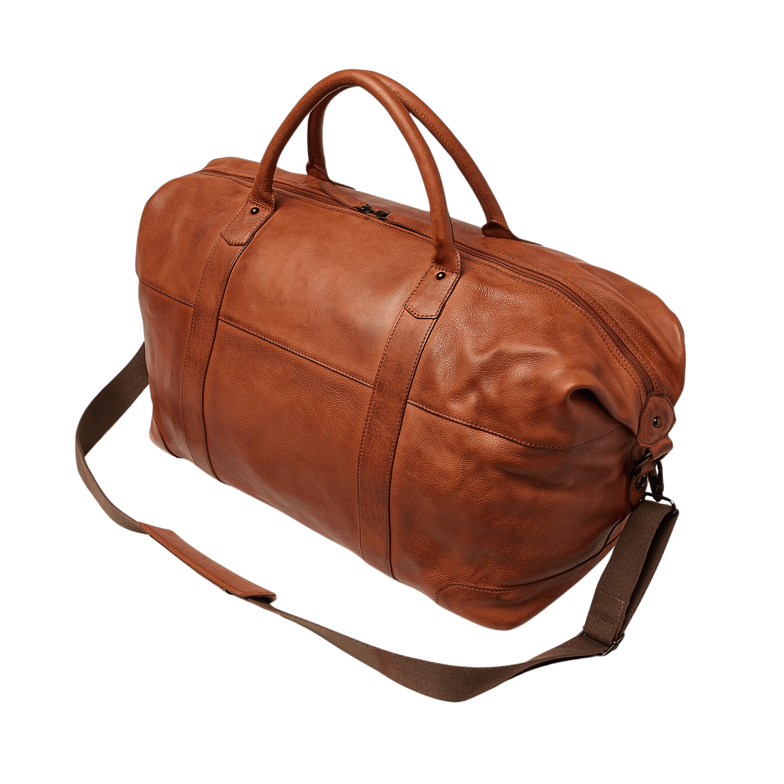 Leren weekendtas voor heren, dames, met rits en schouderriem